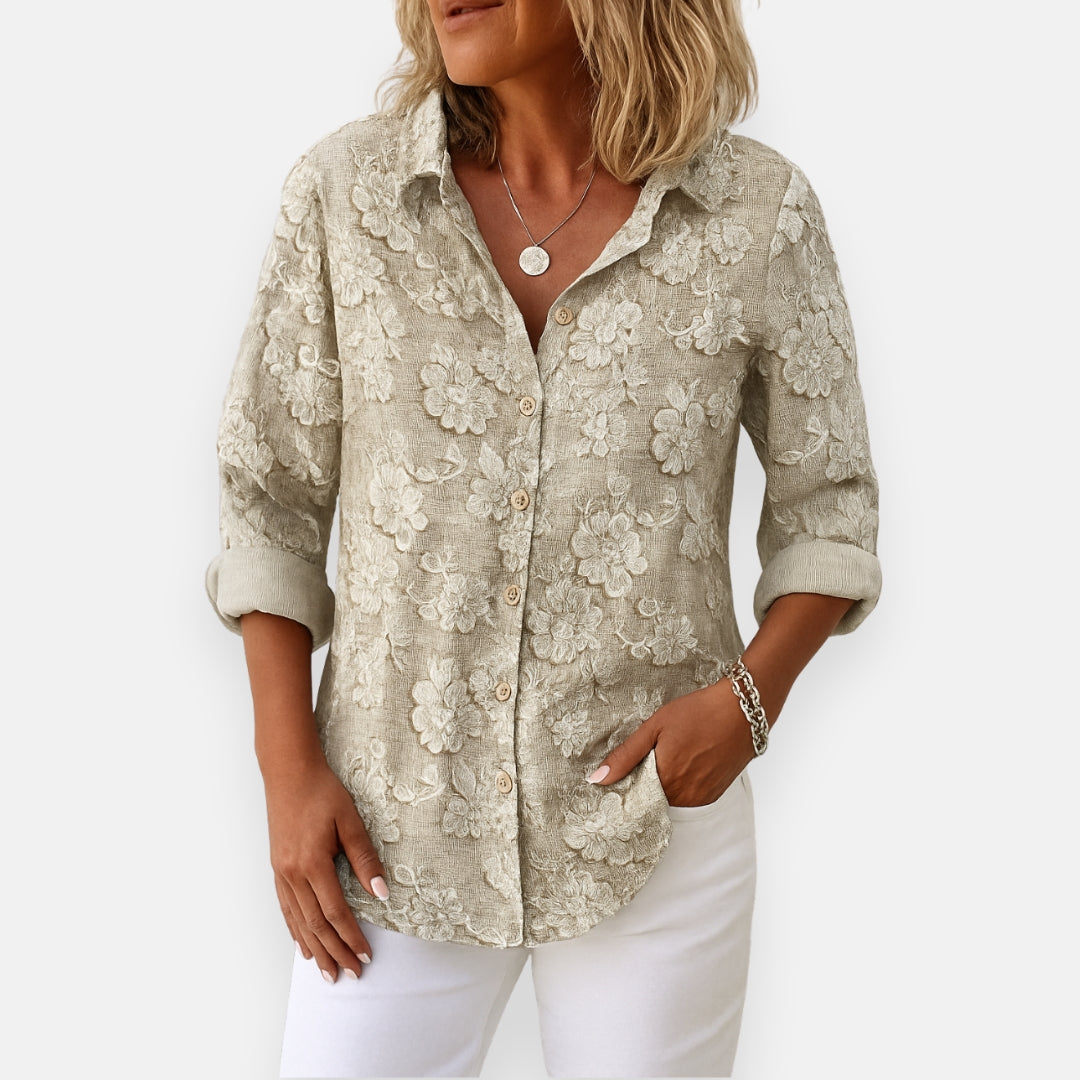 Blouse Boutonnée à Motif Floral Texturé KIMBERLY