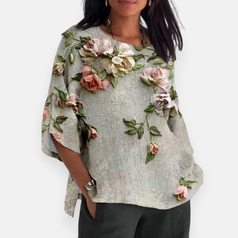 Blouse à Roses Appliquées JUSTINE