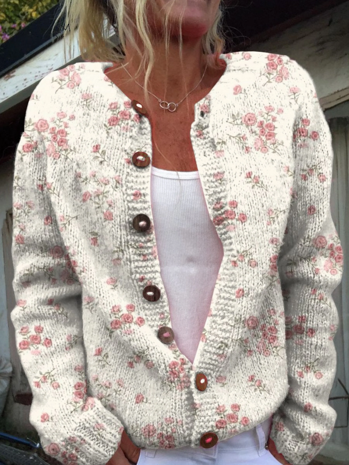 Evanthea™ | Cardigan en maille vintage à fleurs