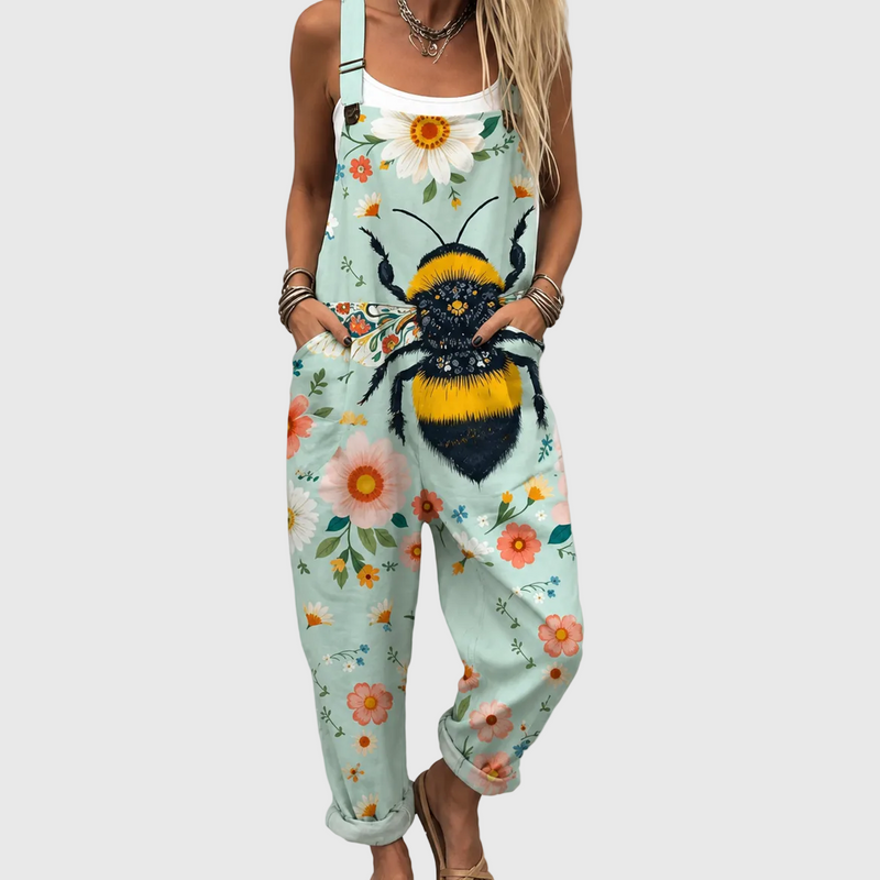 Salopette fleurs et abeille