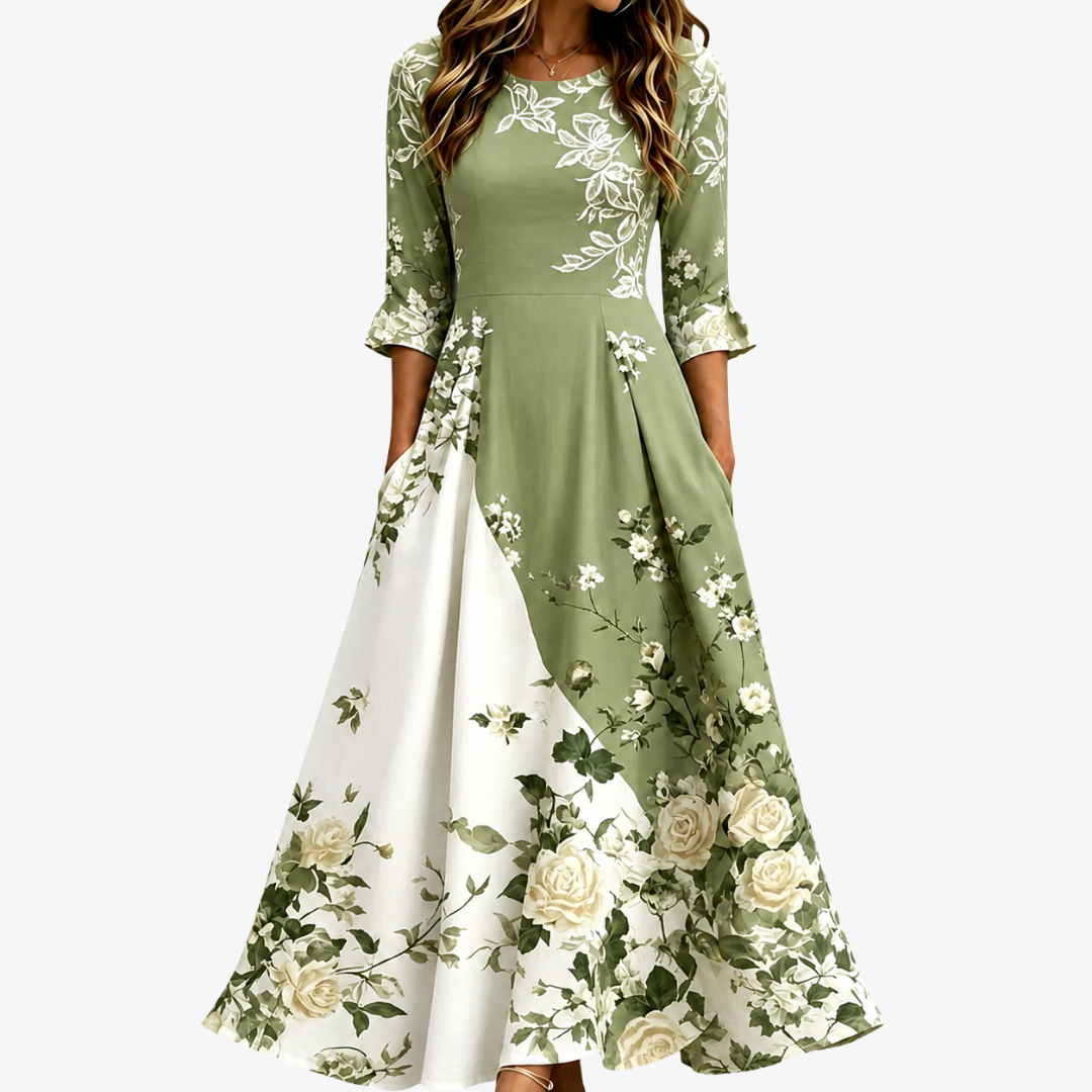 Robe Longue Florale Vert Sauge OLETA