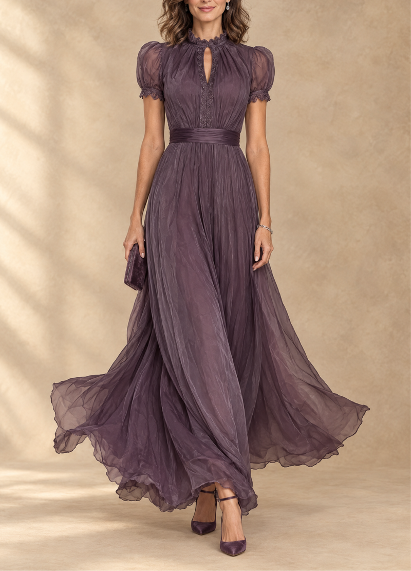 Elia | Robe longue froncée à encolure goutte