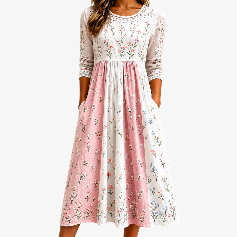 Robe Midi Florale Rose PATRICE