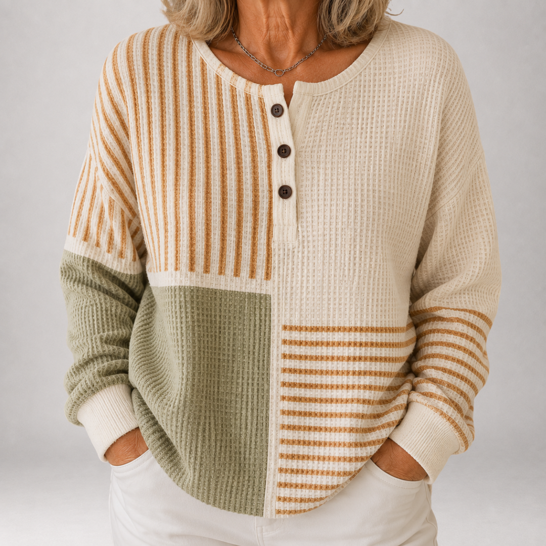 Lenore™ | Henley gaufré colorblock