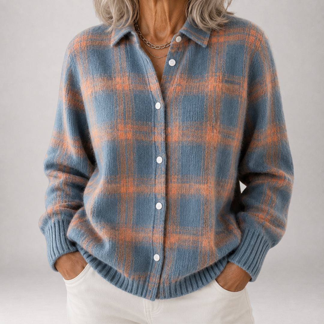 Sabine™ | Cardigan chemise en carreaux brossés