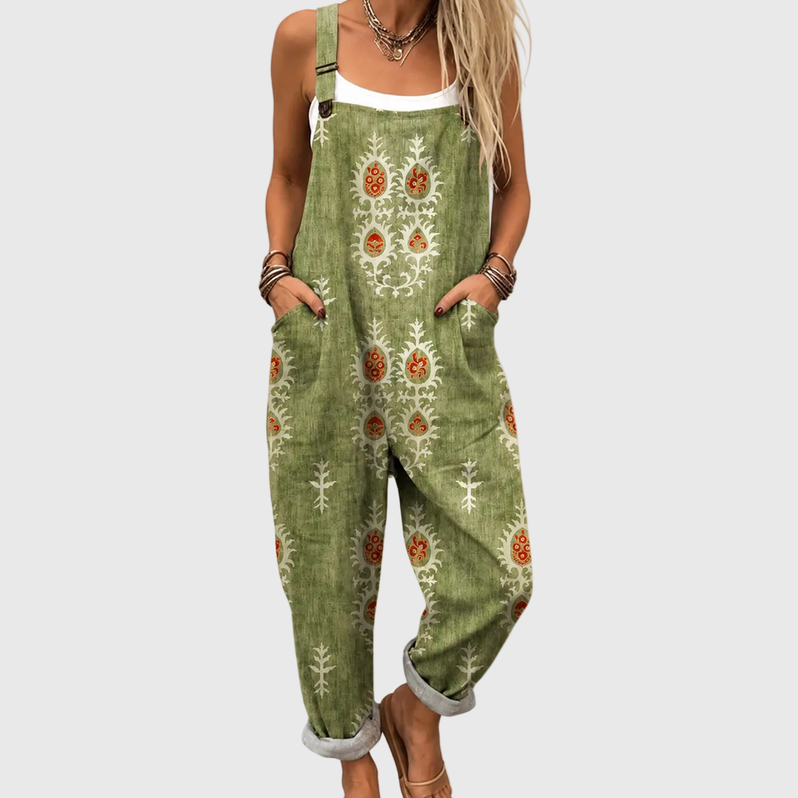 Combinaison folk vert olive