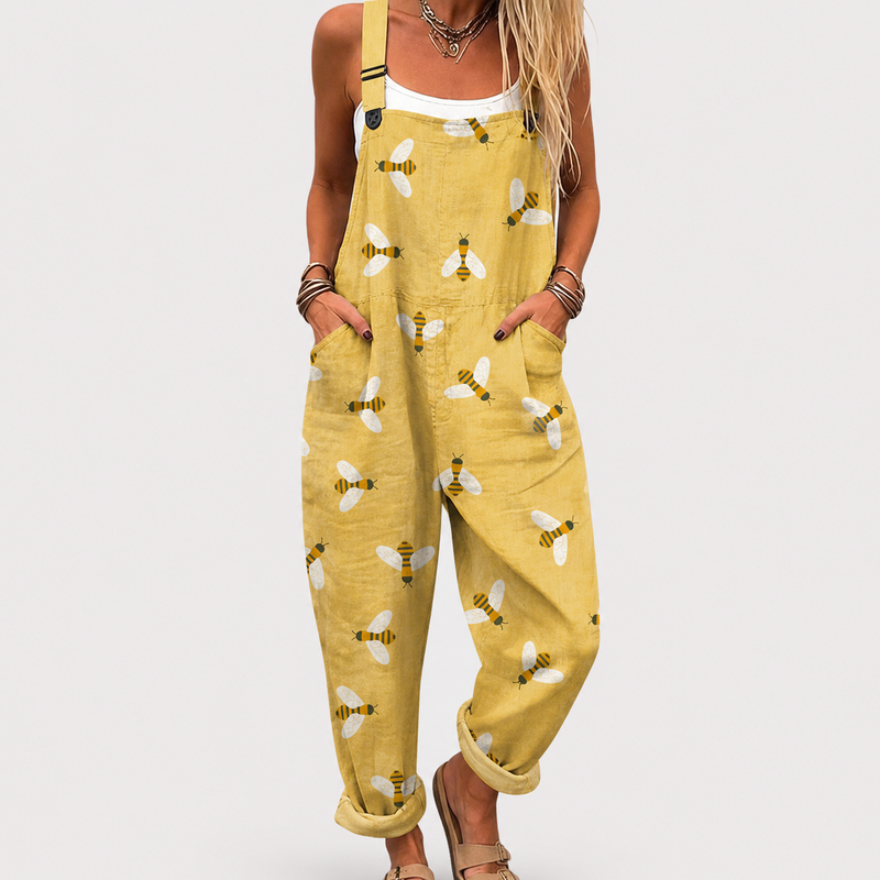 Combinaison jaune douce à motif abeilles