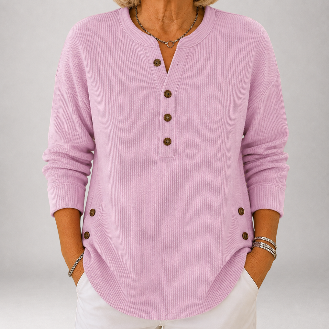 Inessa™ | Tunique henley côtelée à boutons latéraux