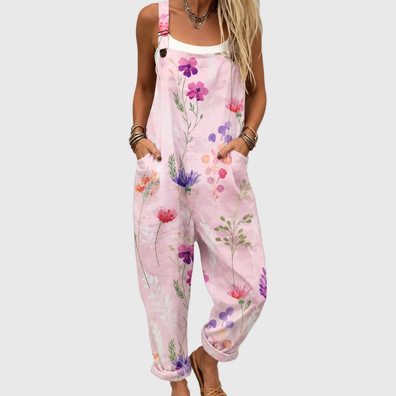Salopette florale rose