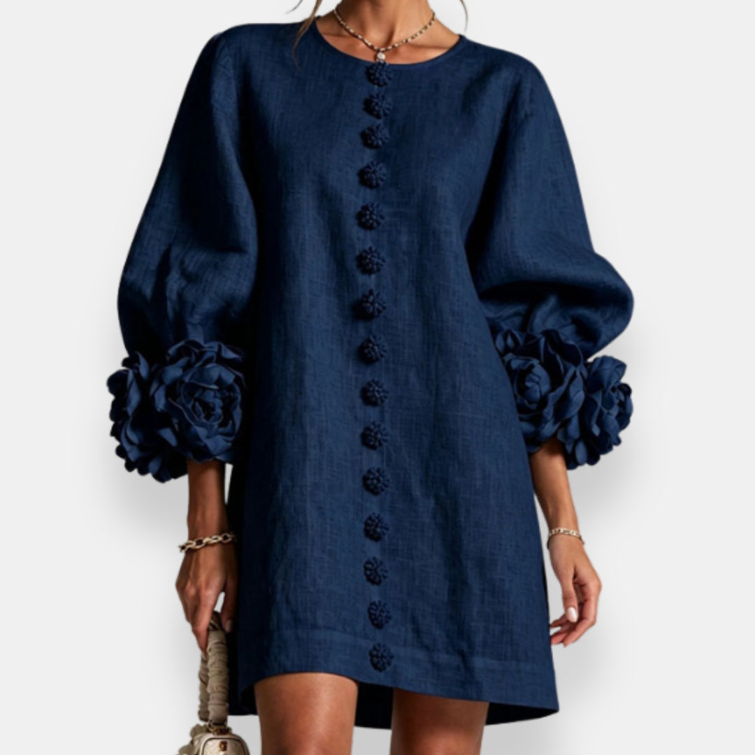 Robe Boutonnée à Poignets Fleuris DARLENE