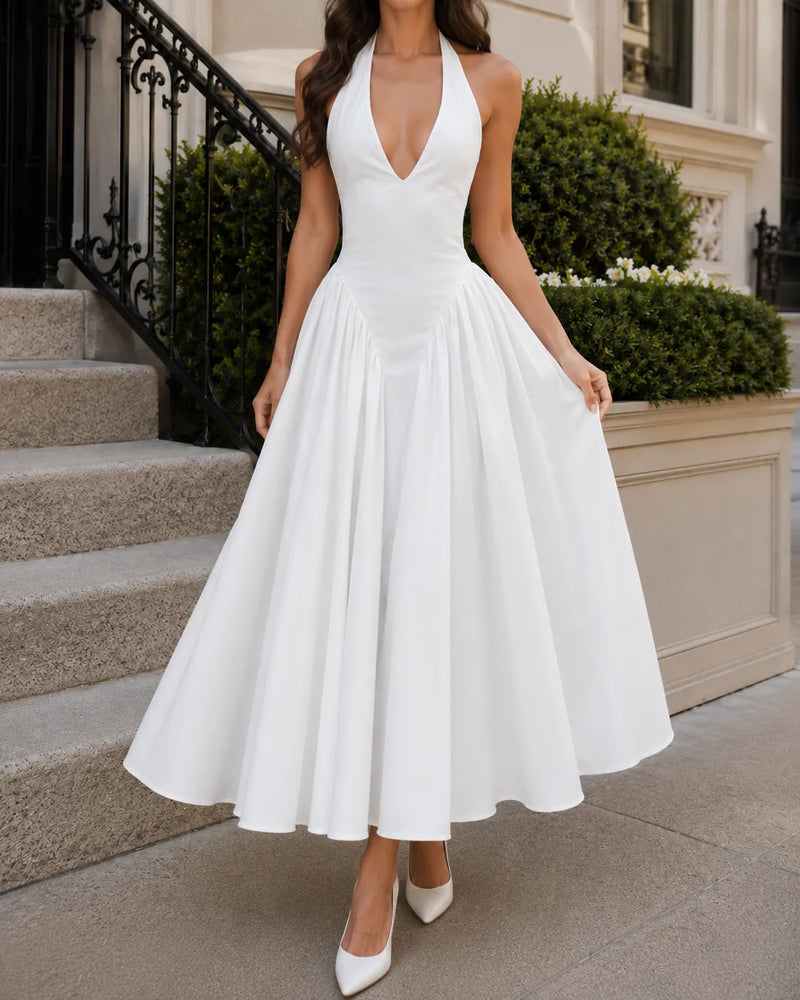 Celeste | Robe midi élégante à col licou