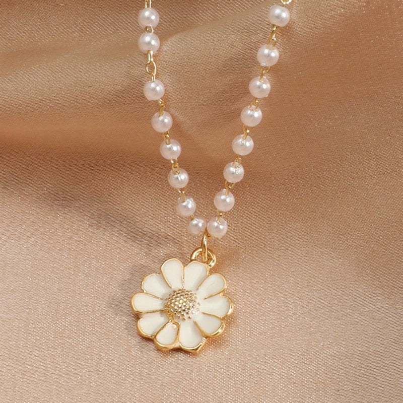 CANDELA | Collier pendentif marguerite et perle