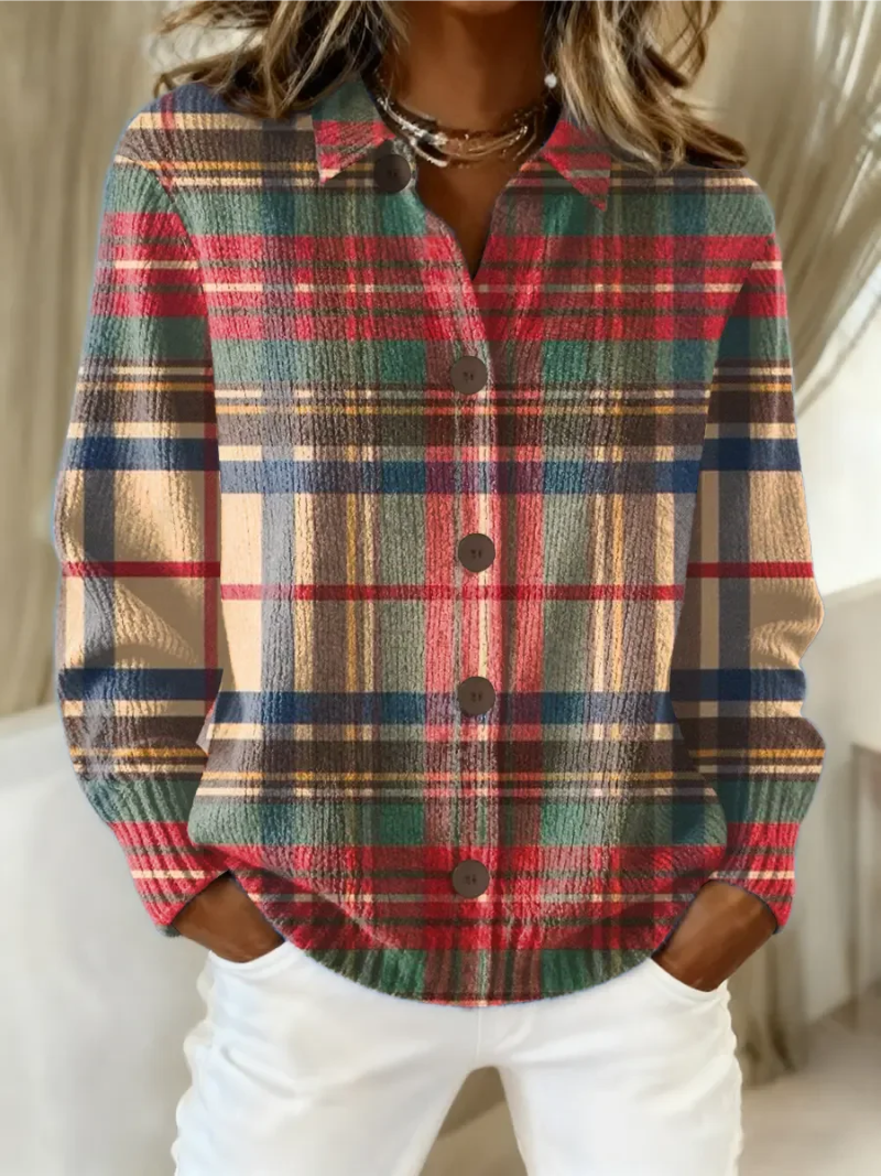 Cardigan Boutonné à Carreaux Multicolore GLORIA