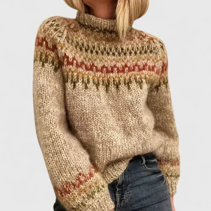 Nia | Pull ras-du-cou jacquard Fair Isle