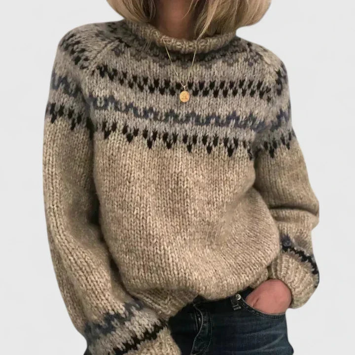 Nia | Pull ras-du-cou jacquard Fair Isle