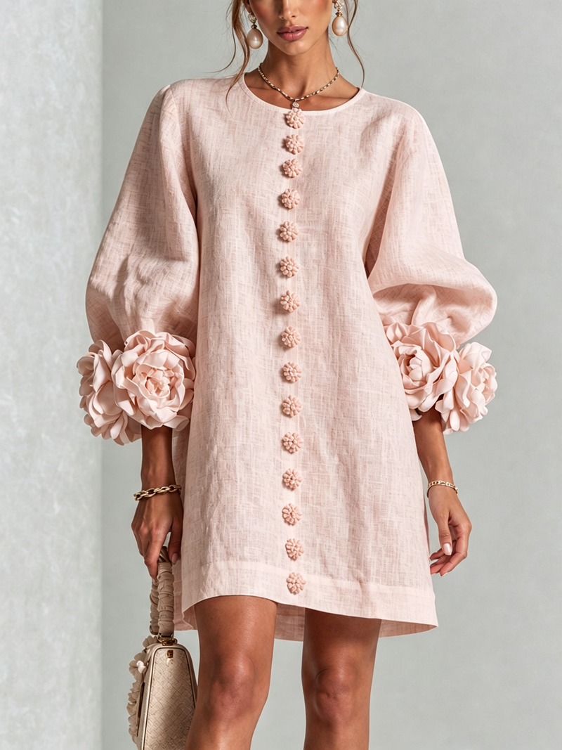 Florence | Robe courte fleurie à boutonnage devant