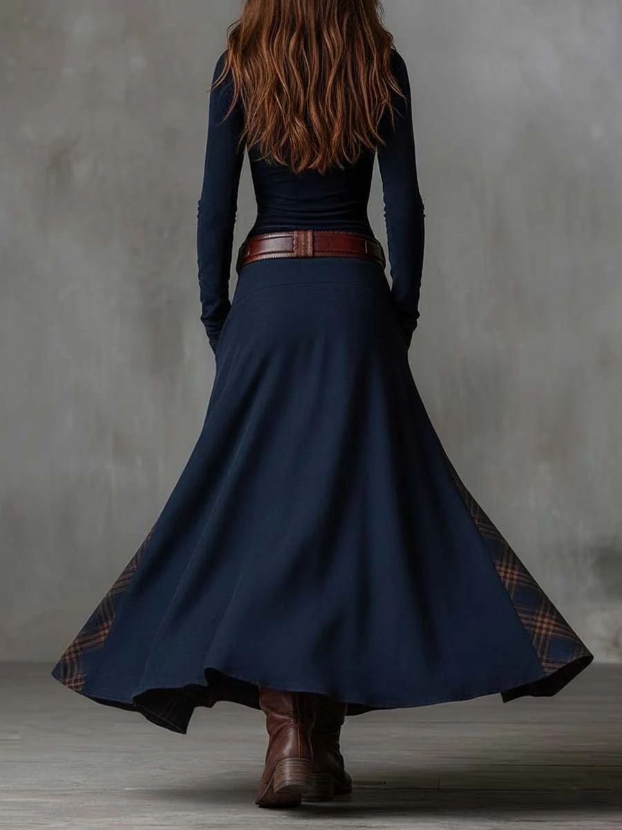 Elisa | Robe longue en suédine avec ceinture