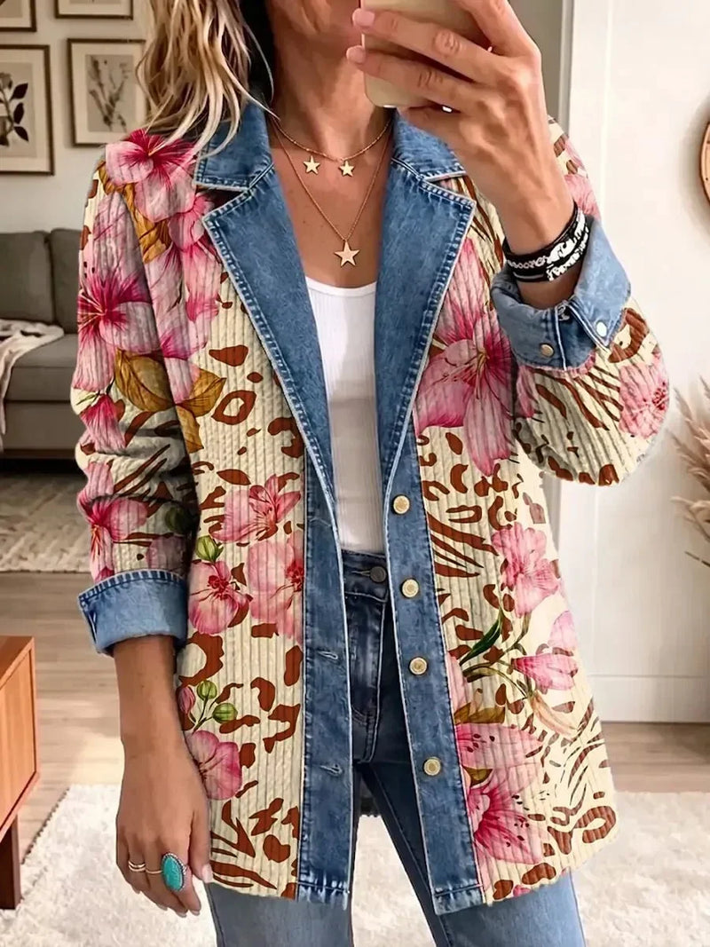 Luna | Veste rétro à motif floral et léopard