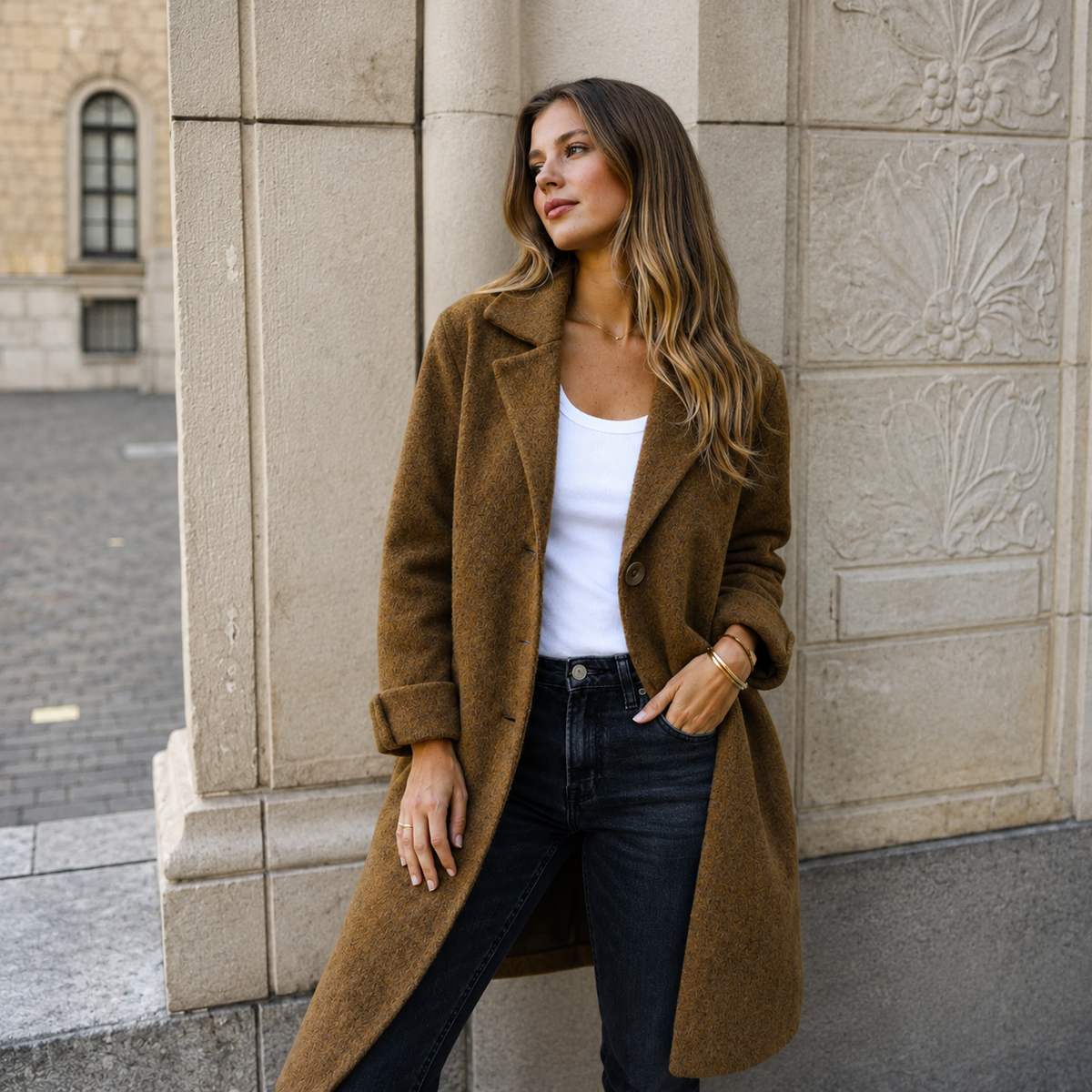 Manteau longline classique boutonné