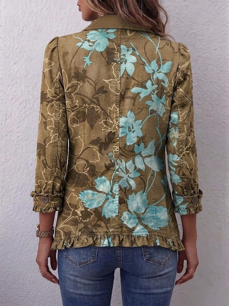 Sundara™ | Veste à volants boho à fleurs vintage dégradées