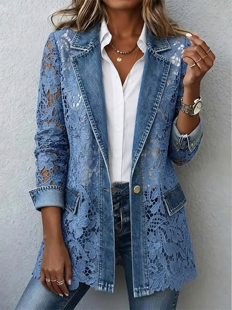 Lacinda™ | Blazer à empiècements de dentelle florale