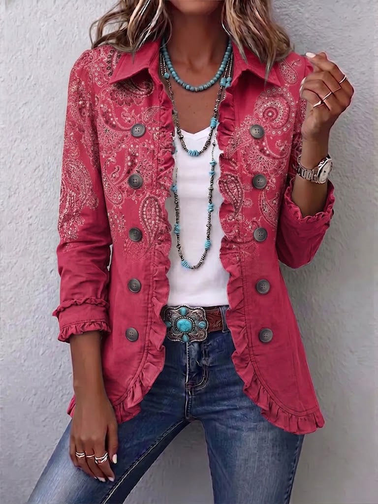 Anouk™ | Veste vintage à volants et imprimé paisley