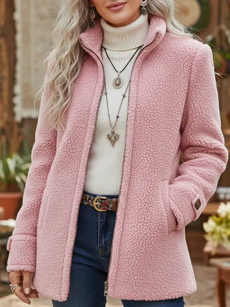 Patricia | Manteau zippé moelleux à col montant
