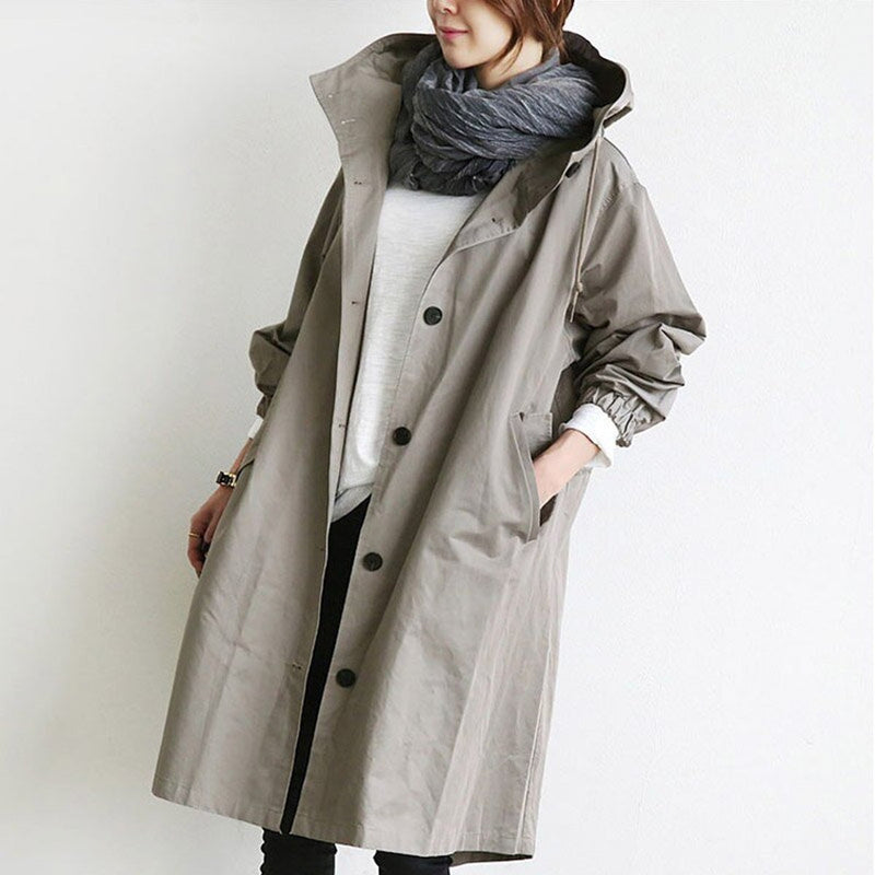 Maisie | Manteau oversize à capuche et boutonnage devant