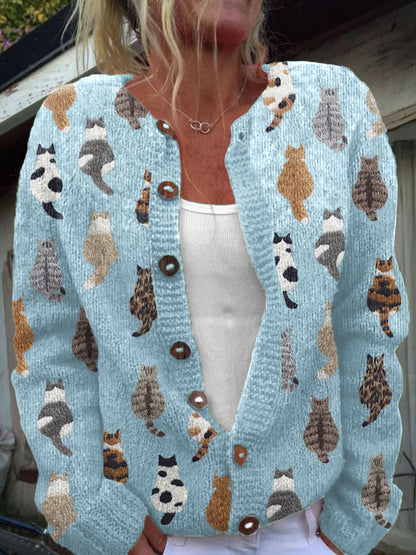 Charlotte™ | Cardigan cosy à imprimé chat