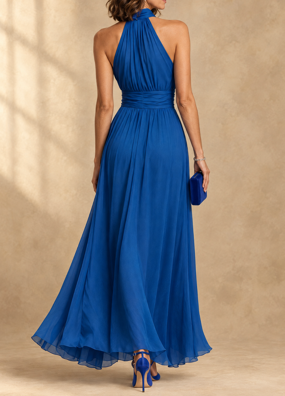 Paula | Robe longue en mousseline col licou