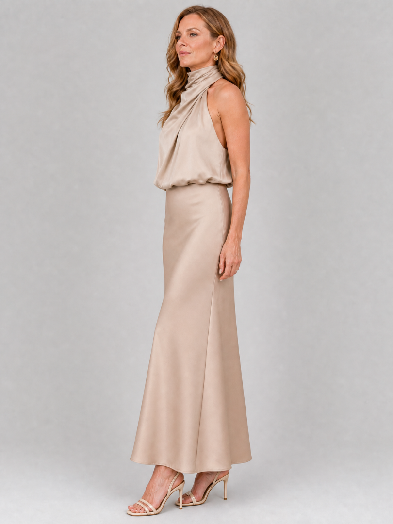 Robe Midi Sans Manches à Col Drapé NOPAL