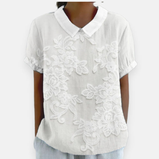 Blouse à Col en Dentelle Florale LYNN