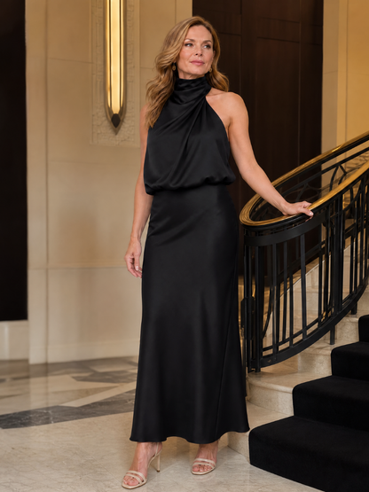 Robe Midi Sans Manches à Col Drapé NOPAL