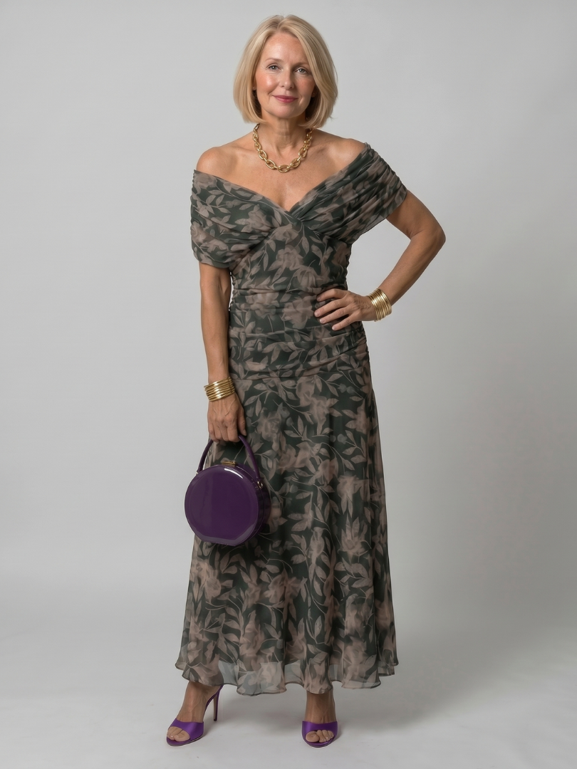 Robe Midi Fluide à Épaules Dénudées CALEN