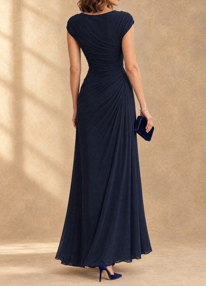 Cynthia | Robe longue drapée col bénitier