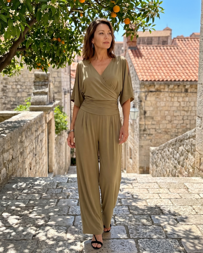 Nyxara | Combinaison décontractée à épaules dénudées et taille croisée