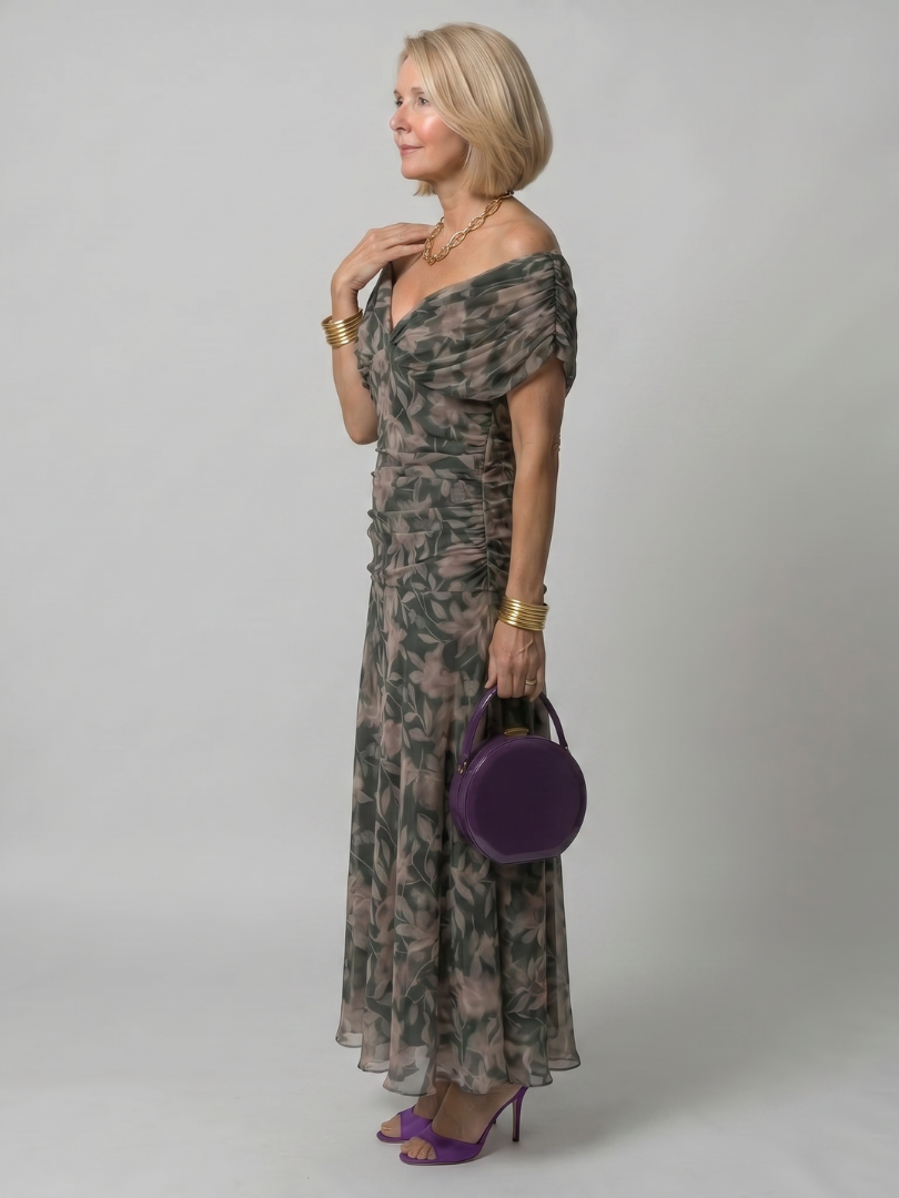 Robe Midi Fluide à Épaules Dénudées CALEN