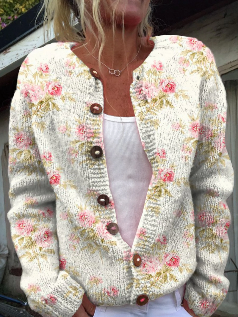 Kerensa™ | Cardigan en maille vintage à fleurs