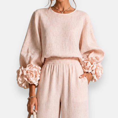 Ensemble Deux Pièces à Fleurs Appliquées CHARLENE