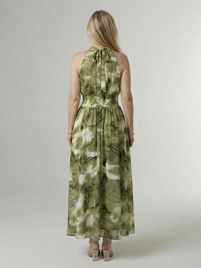 Robe Midi Froncée à Col Halter SYLIN