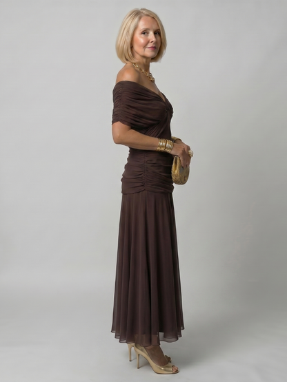 Robe Midi Fluide à Épaules Dénudées CALEN