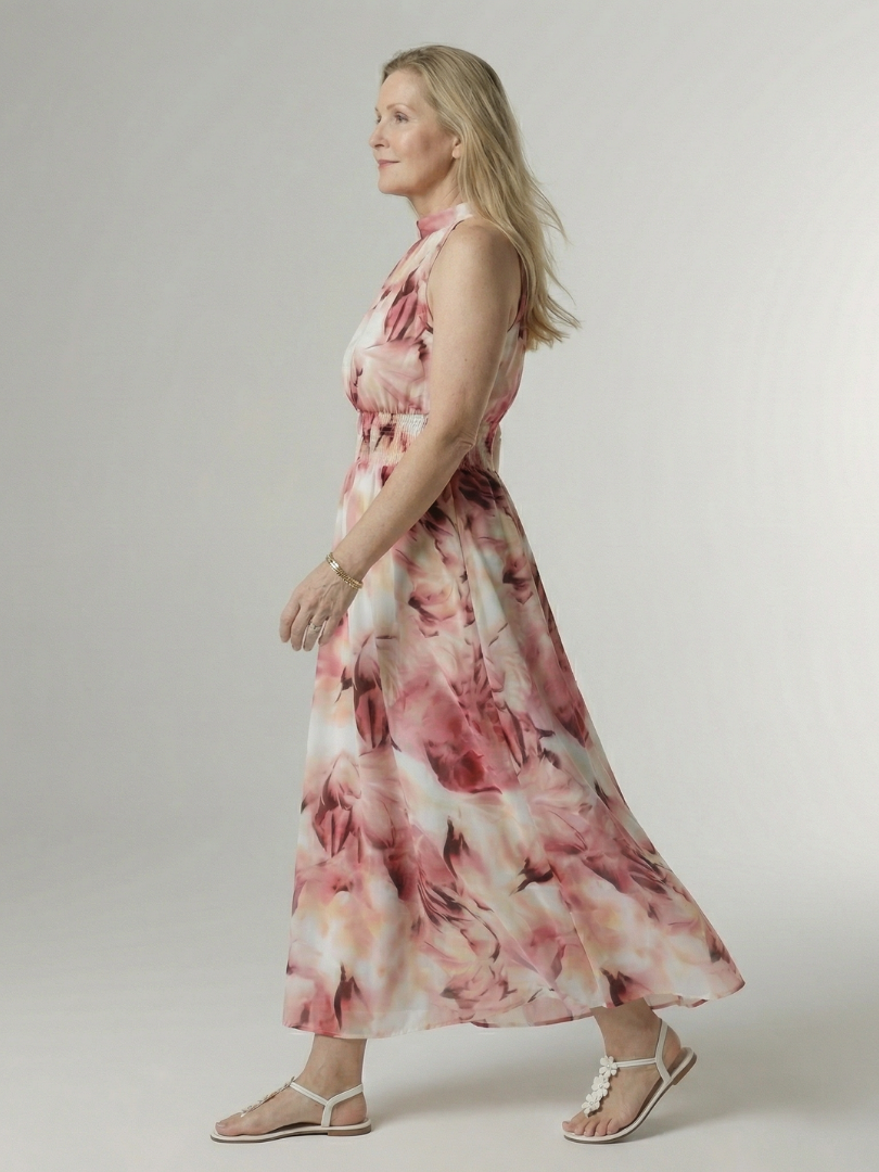 Robe Midi Froncée à Col Halter SYLIN