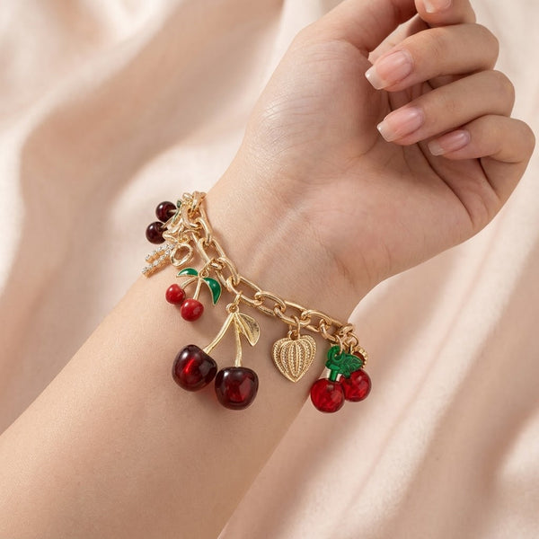 Bracelet à breloques rouge cerise