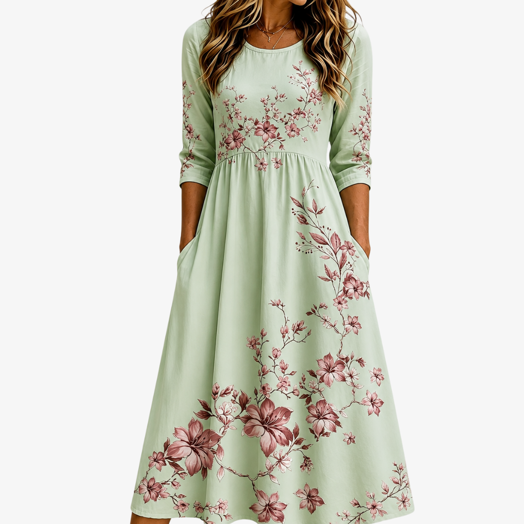 Robe Midi Florale Vert Menthe SAVANNAH