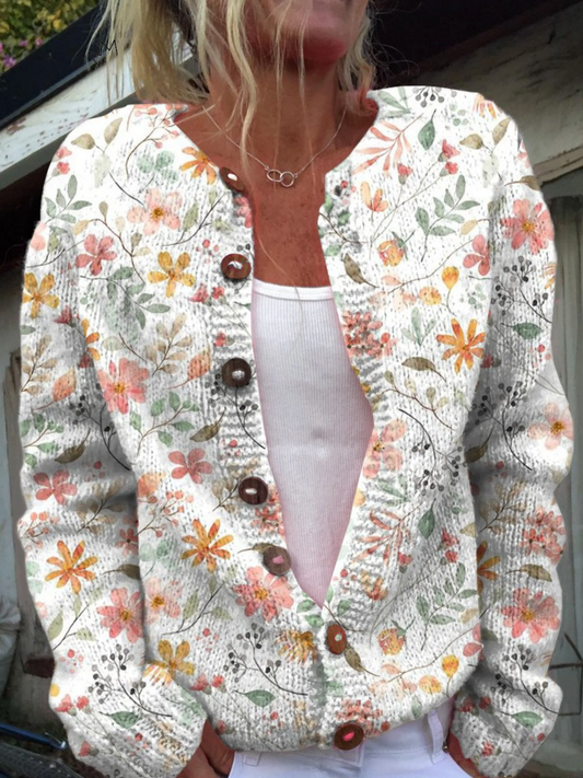 Greta™ | Cardigan en maille vintage à fleurs