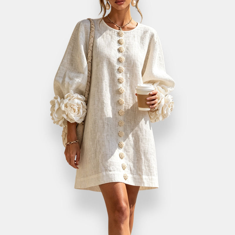 Robe Boutonnée à Poignets Fleuris DARLENE