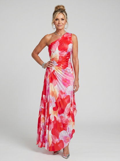 Robe Midi à Une Épaule et Buste Plissé TAYA
