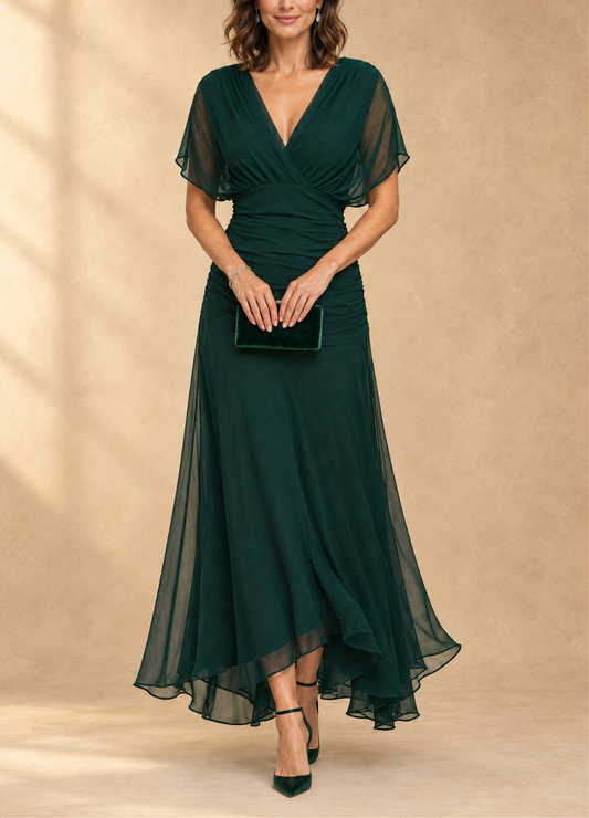 Emma | Robe longue de soirée drapée col V