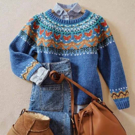 Signe | Pull nordique bleu denim