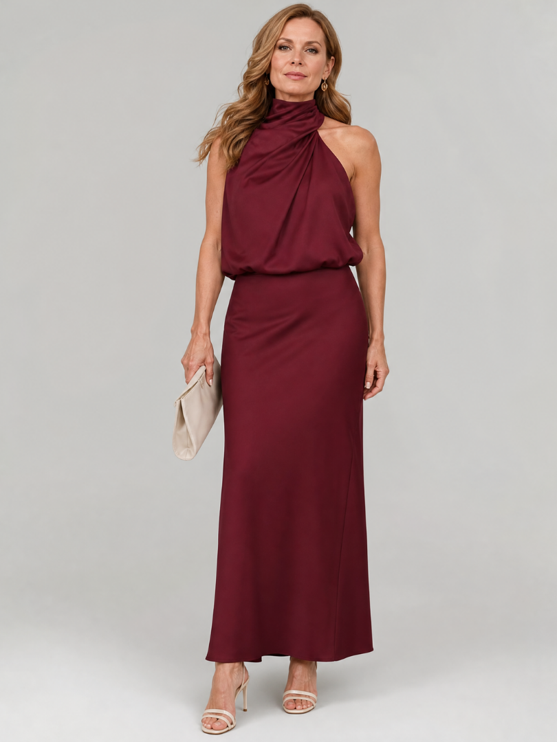 Robe Midi Sans Manches à Col Drapé NOPAL